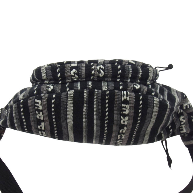 Supreme シュプリーム 20SS Woven Stripe Waist Bag ウーブン ストライプ ウエストバッグ ボディバッグ ブラック系【中古】