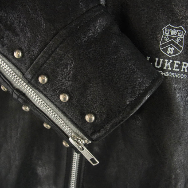 LUKER BY NEIGHBORHOOD ルーカーバイネイバーフッド 10AW 102TNLK-JKM01 BRIGHTON SL-JKT スタッズ シングル ライダースジャケット レザージャケット ブラック系 S【中古】