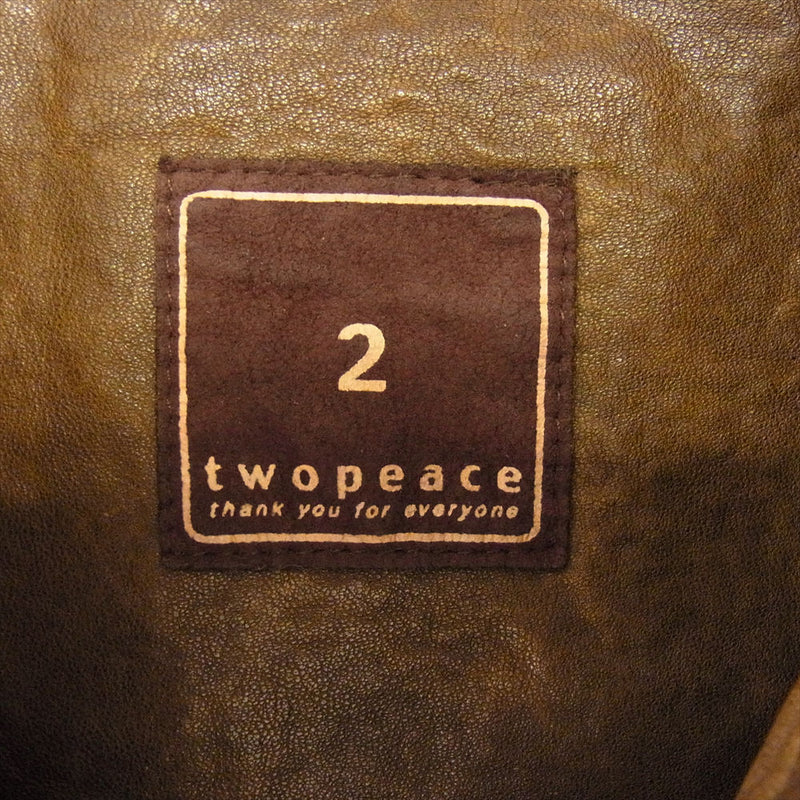 twopeace 08AW ycj-011 calf leather 1st Leather JK カーフ レザー ハイネック ジップアップ ジャケット ブラウン系【中古】