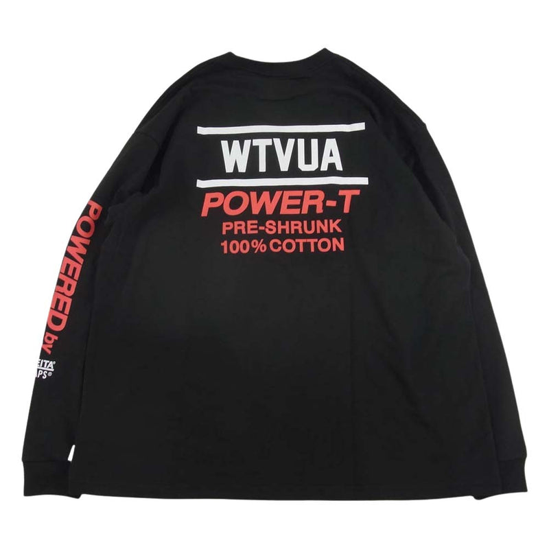 WTAPS ダブルタップス 22AW 22217OND-CSM02 POWER-T / LS / ONEITA バックプリント 長袖 クルーネック ロングスリーブ Tシャツ ロンT ブラック系 03【美品】【中古】