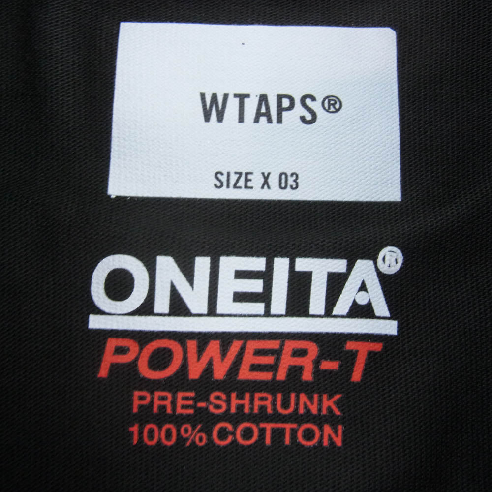 WTAPS ダブルタップス 22AW 22217OND-CSM02 POWER-T / LS / ONEITA バックプリント 長袖 クルーネック ロングスリーブ Tシャツ ロンT ブラック系 03【美品】【中古】