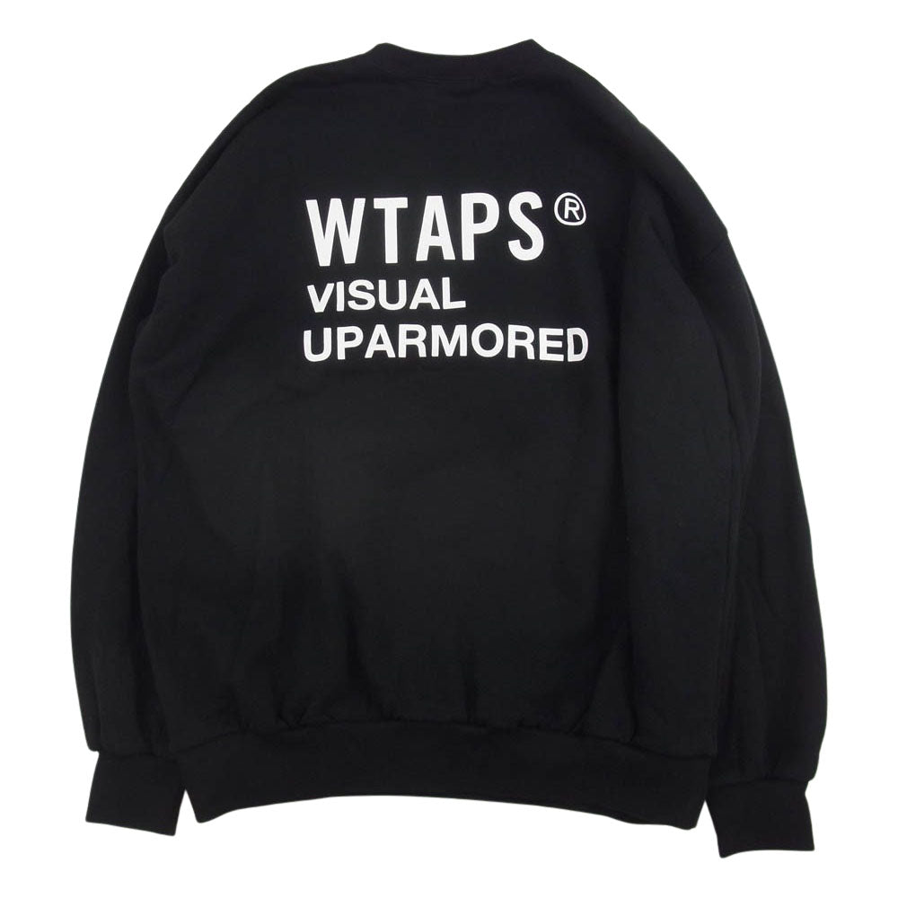 WTAPS ダブルタップス FORTLESS SWEATER COTTON バックロゴ 裏起毛 スウェット セーター トレーナー ブラック系 03【中古】