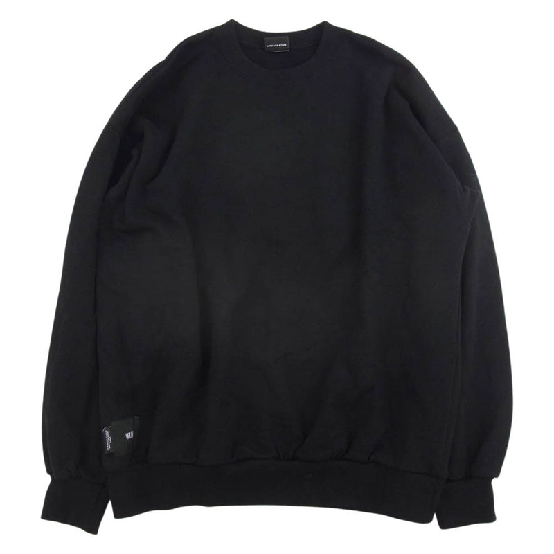 WTAPS ダブルタップス FORTLESS SWEATER COTTON バックロゴ 裏起毛 スウェット セーター トレーナー ブラック系 03【中古】