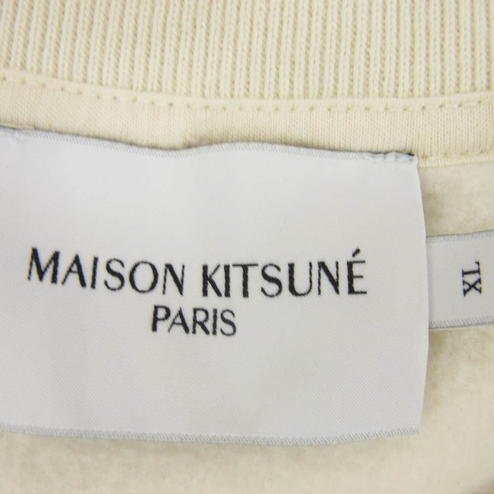 MAISON KITSUNE メゾンキツネ フロント ロゴ刺繍 クルー スウェット オフホワイト系 XL【中古】
