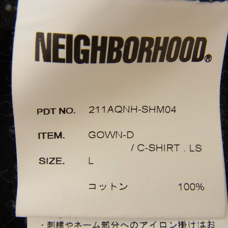 NEIGHBORHOOD ネイバーフッド 21SS 211AQNH-SHM04 GOWN-DC-SHIRT ジャケット オリエンタル 刺繍 ボタンレス カーディガン シャツ ジャケット ブラック系 L【中古】