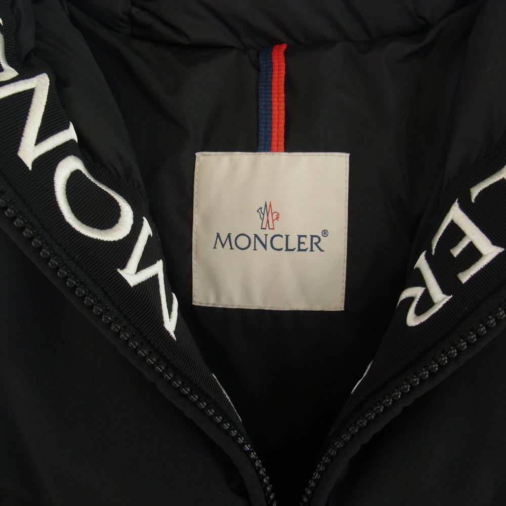 MONCLER モンクレール D20914132085 MONTCLA モンクラー フードロゴ刺繍 袖ロゴワッペン ダウン ジャケット ブラック系 1【極上美品】【中古】