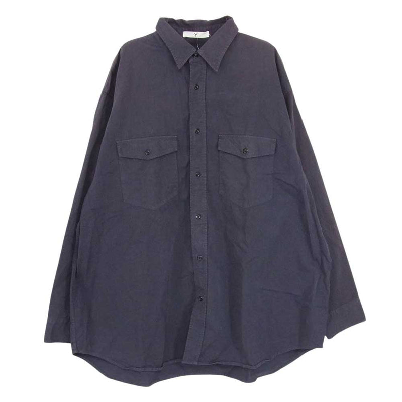 ワイ 23SS 170-3150314 YLEVE イレーヴ organic cotton high density satin shirt オーガニック ハイ オーバーサイズ 長袖 シャツ ネイビー系 4【中古】