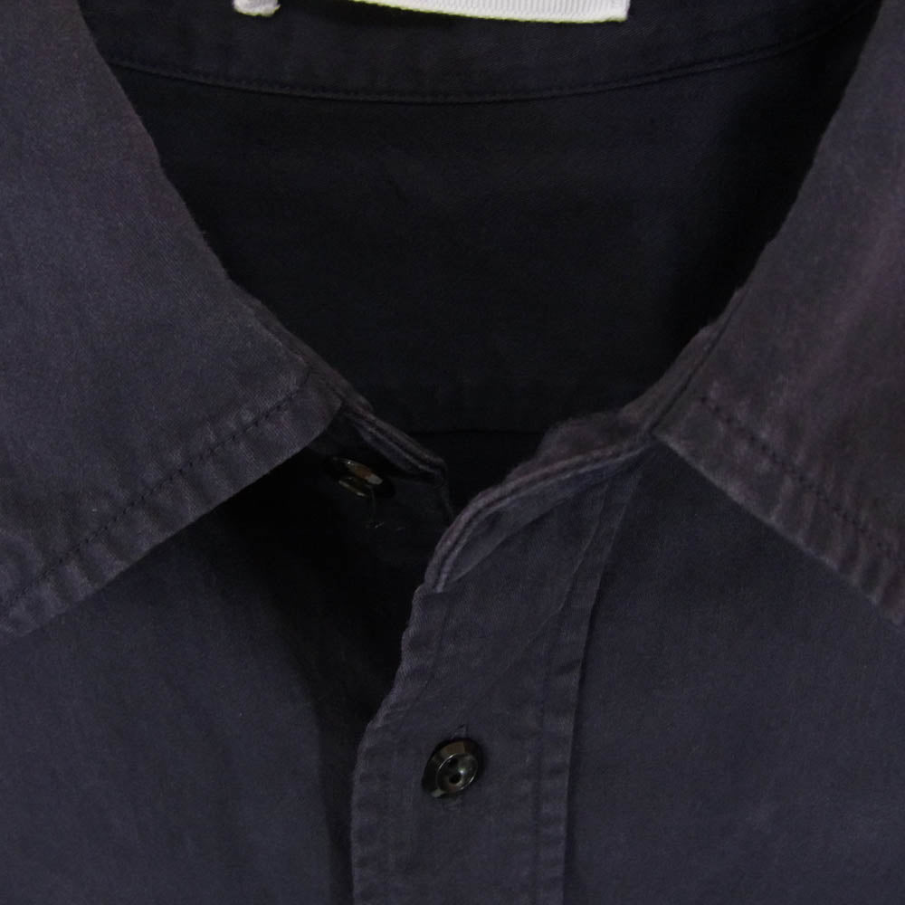 ワイ 23SS 170-3150314 YLEVE イレーヴ organic cotton high density satin shirt オーガニック ハイ オーバーサイズ 長袖 シャツ ネイビー系 4【中古】