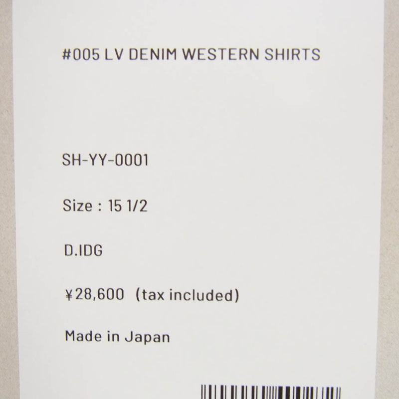 New Manual ニューマニュアル #005 LV DENIM WESTERN SHIRTS ONE-WASHED ウエスタン デニム 長袖 シャツ インディゴブルー系 15 1/2【中古】