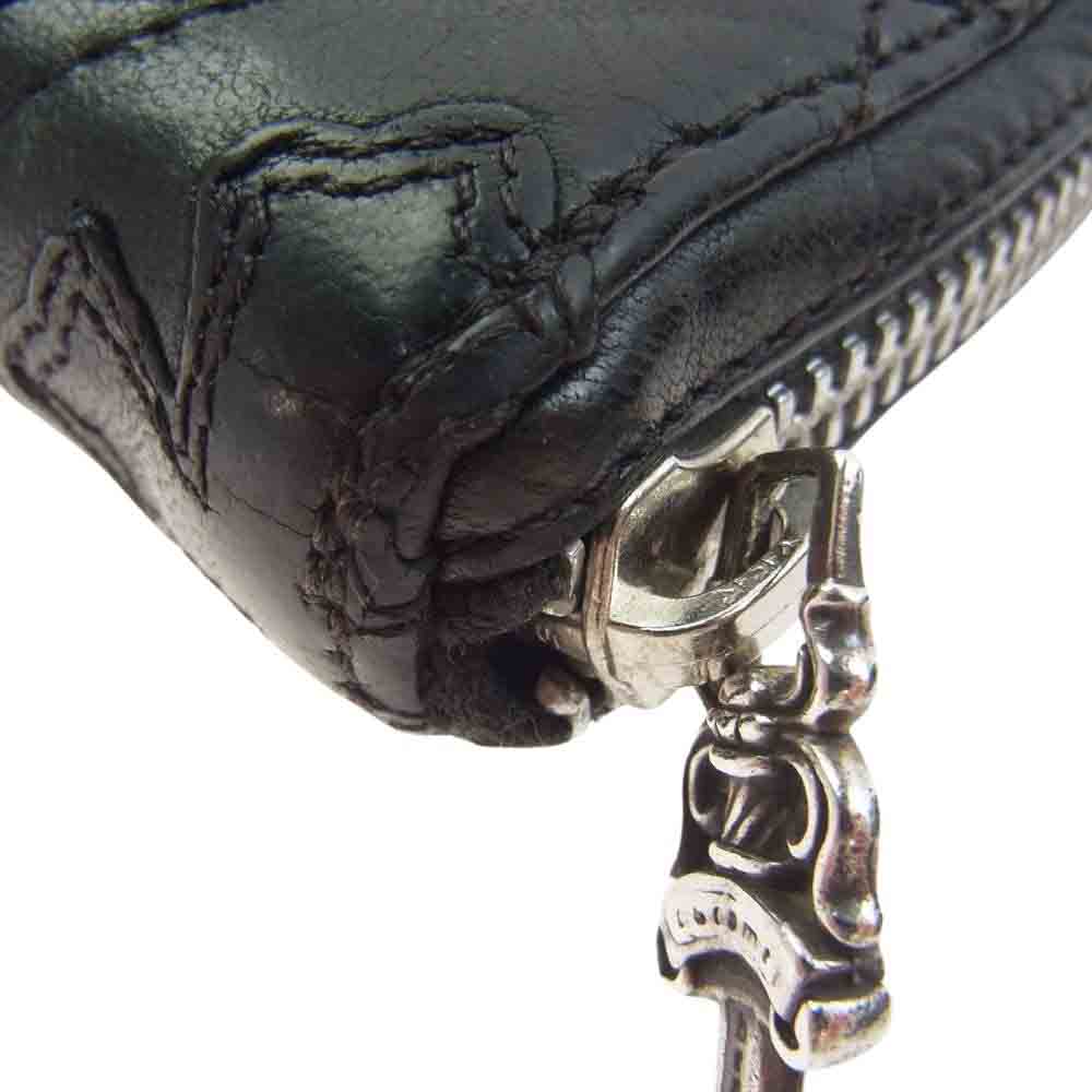 CHROME HEARTS クロムハーツ（原本無） REC F ZIP QUILTED セメタリークロス キルティング レザー ラウンドジップウォレット ブラック系【中古】