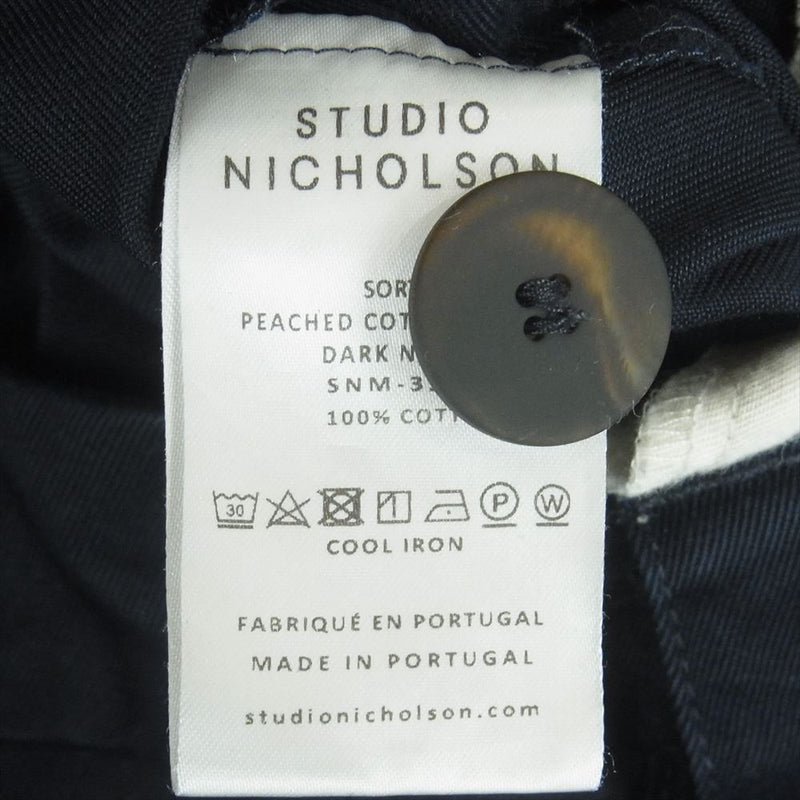 STUDIO NICHOLSON スタジオニコルソン SNM-351 Deep Pleat Volume Pant ボリューム パンツ コットン ダークネイビー系 S【中古】