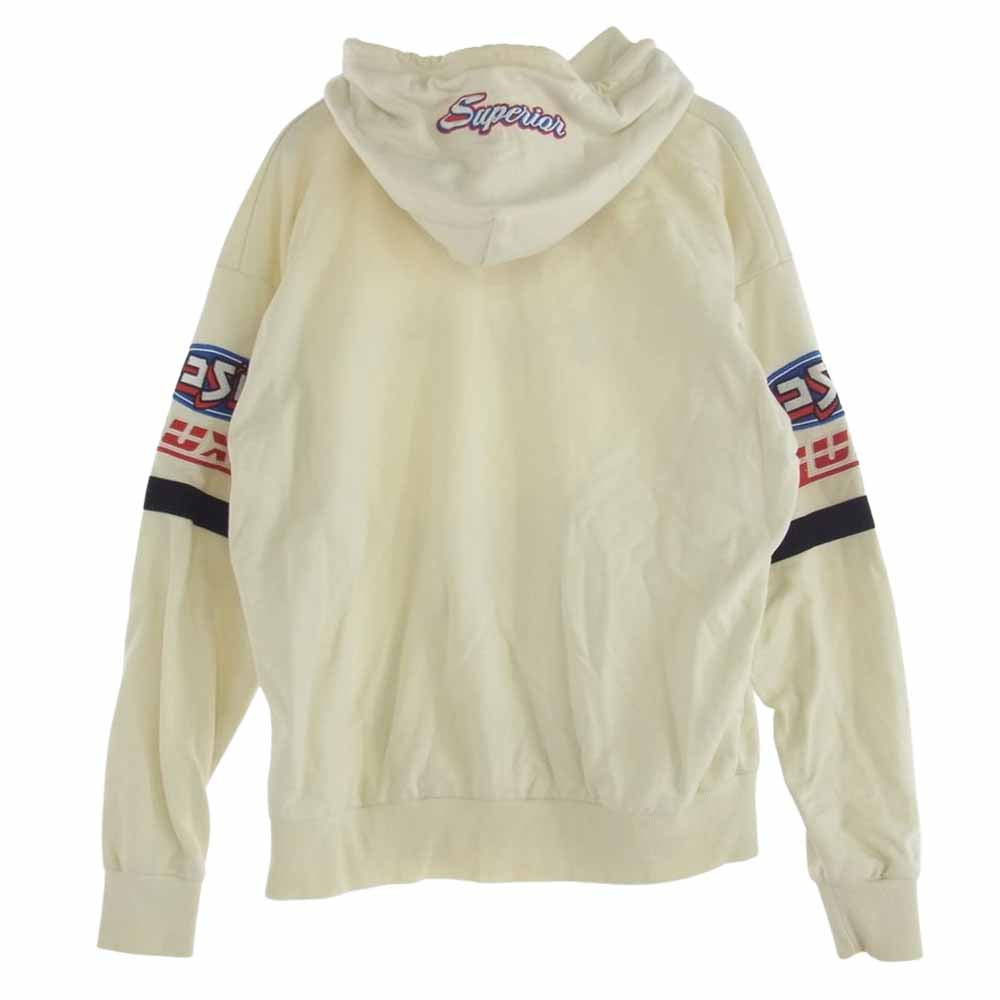 DIESEL ディーゼル S-Alby--YA Hoodie エンブロイダリー レーシングロゴ オーバーサイズ プルオーバー パーカー ホワイト系 M【中古】