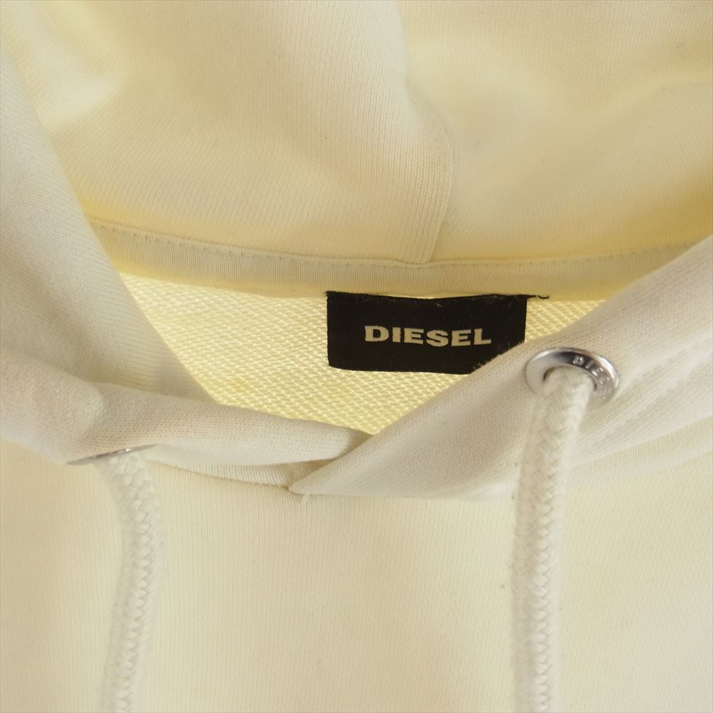 DIESEL ディーゼル S-Alby--YA Hoodie エンブロイダリー レーシングロゴ オーバーサイズ プルオーバー パーカー ホワイト系 M【中古】