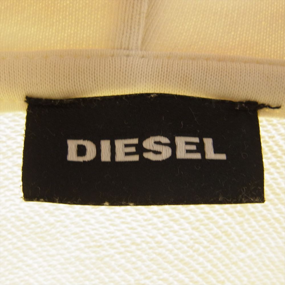 DIESEL ディーゼル S-Alby--YA Hoodie エンブロイダリー レーシングロゴ オーバーサイズ プルオーバー パーカー ホワイト系 M【中古】