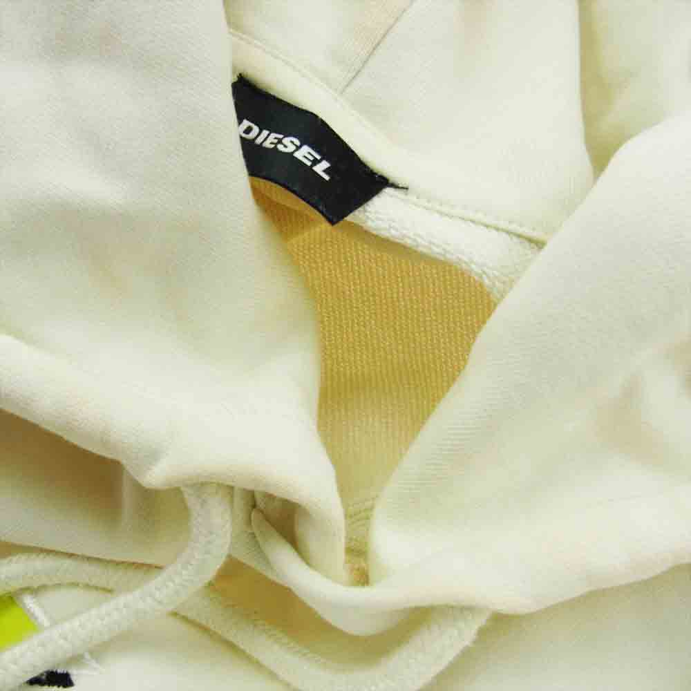 DIESEL ディーゼル S-Alby--YA Hoodie エンブロイダリー レーシングロゴ オーバーサイズ プルオーバー パーカー ホワイト系 M【中古】
