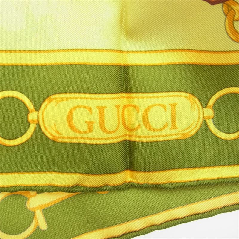 GUCCI グッチ シルク100％ ホースビット アクセサリー スカーフ イエロー系【中古】