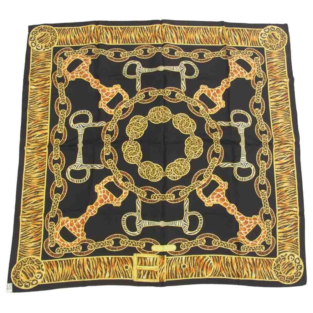 GUCCI グッチ シルク100％ ホースビット アニマル柄 キリン ゼブラ トラ ヒョウ スカーフ マルチカラー系【中古】