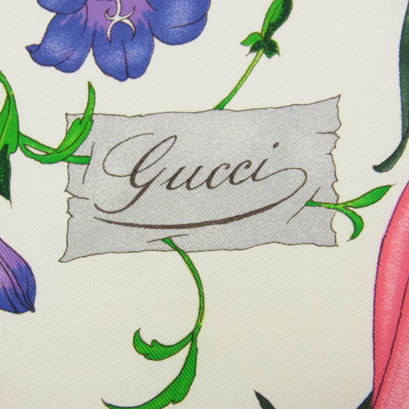 GUCCI グッチ シルク100％ ビートル フラワー 花柄 スカーフ マルチカラー系【中古】