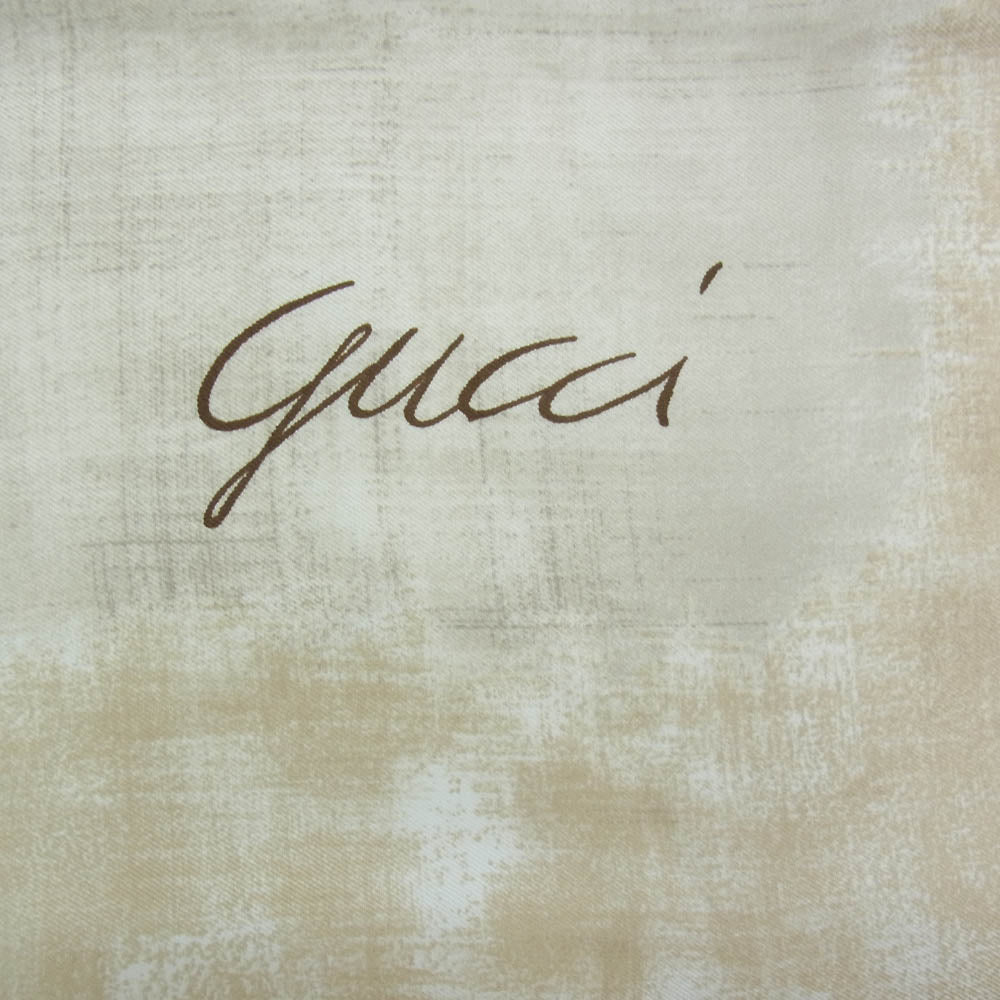 GUCCI グッチ シルク100％ フラワー 花 スカーフ ベージュ系【中古】