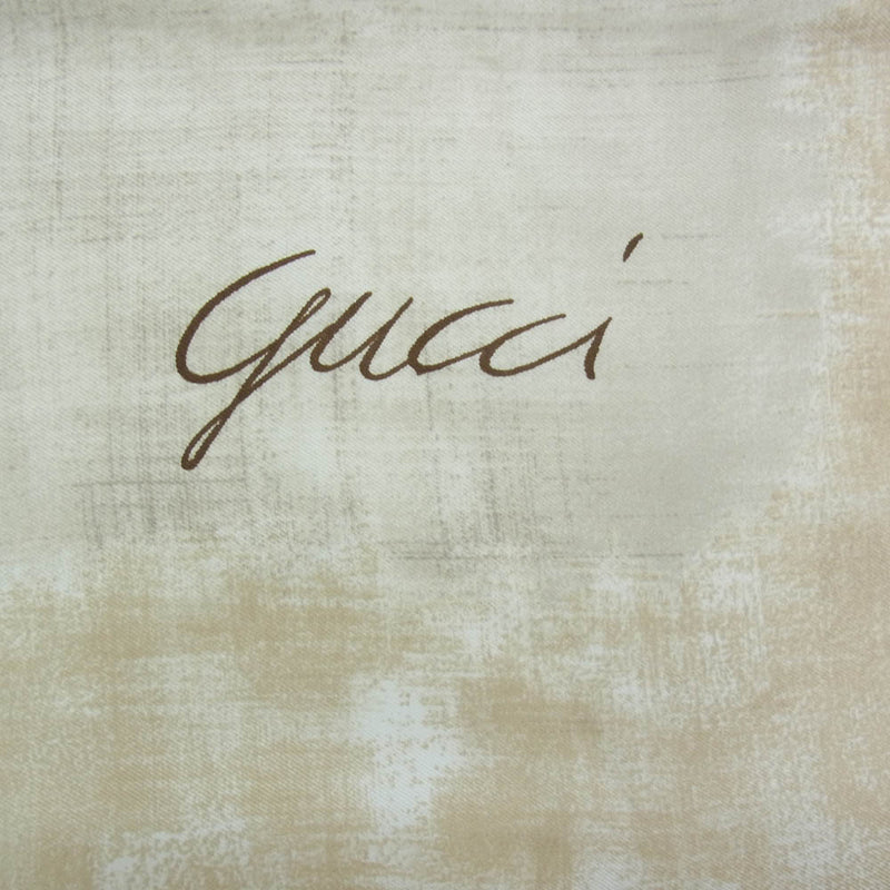 GUCCI グッチ シルク100％ フラワー 花 スカーフ ベージュ系【中古】