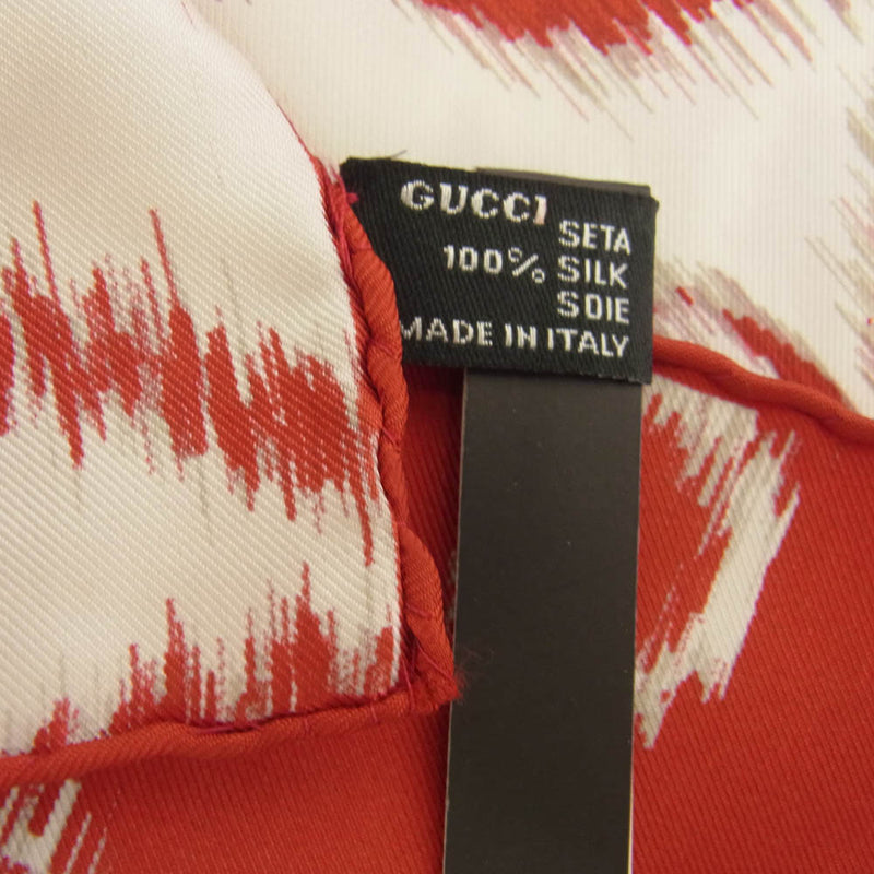 GUCCI グッチ シルク100％ フラワー 花柄 スカーフ レッド系【中古】