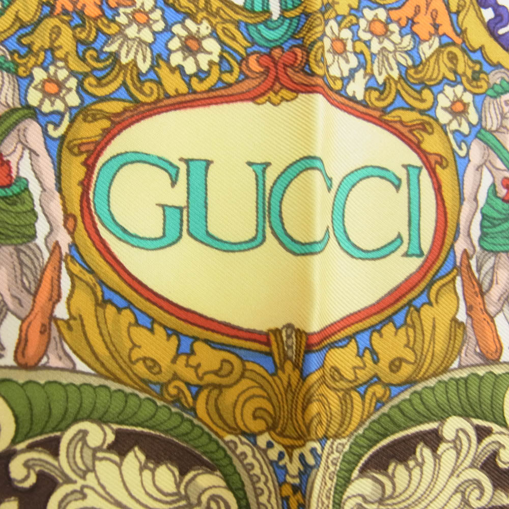 GUCCI グッチ シルク100% LE ROY SOLEIL スカーフ レッド系【中古】