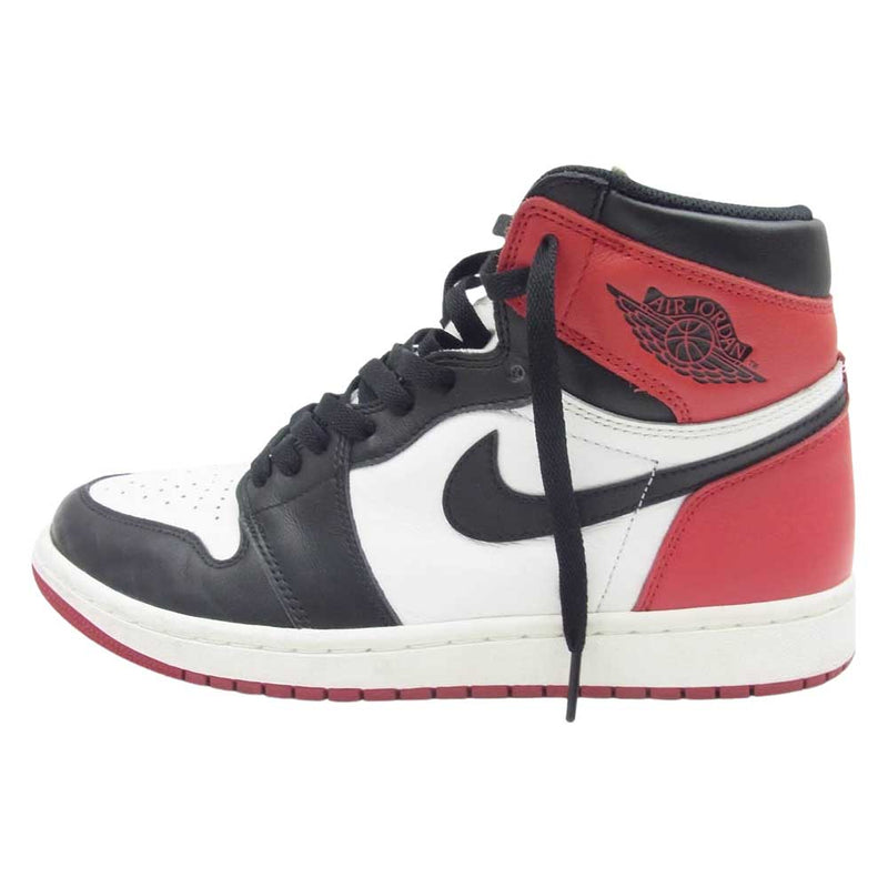 NIKE ナイキ 555088-125 フェイクバスターズ鑑定済 Air Jordan 1 Retro High OG Black Toe エアジョーダン 1 レトロ ハイ OG ブラック トゥ スニーカー ホワイト系 レッド系 ブラック系 27.5cm【中古】