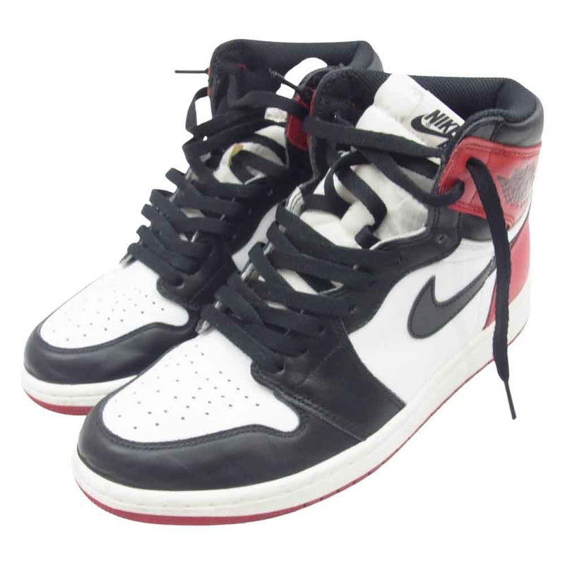 NIKE ナイキ 555088-125 フェイクバスターズ鑑定済 Air Jordan 1 Retro High OG Black Toe エアジョーダン 1 レトロ ハイ OG ブラック トゥ スニーカー ホワイト系 レッド系 ブラック系 27.5cm【中古】