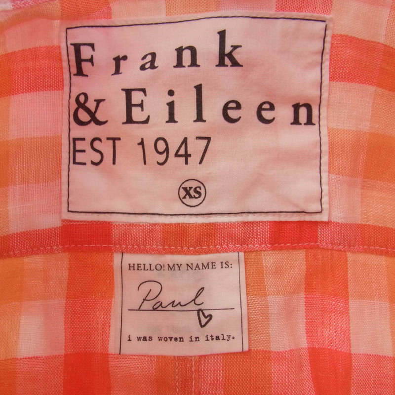 Frank&Eileen フランクアンドアイリーン PAUL ポール チェック 長袖 シャツ XS【中古】