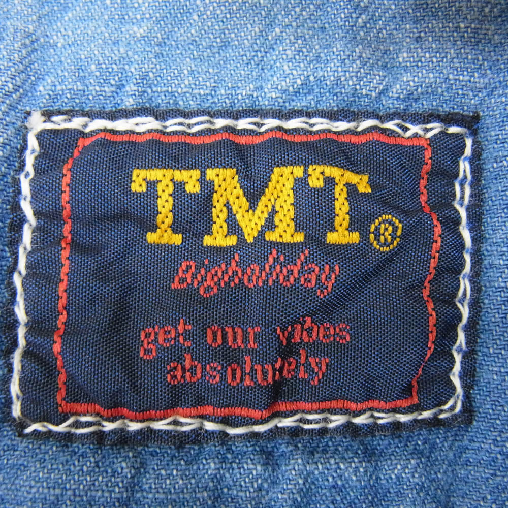 TMT ティーエムティー TSH-F1501 CRUSH DENIM SHIRT クラッシュ デニム 長袖 シャツ インディゴブルー系 M【中古】