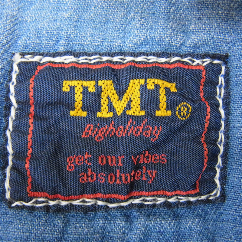 TMT ティーエムティー TSH-F1501 CRUSH DENIM SHIRT クラッシュ デニム 長袖 シャツ インディゴブルー系 M【中古】