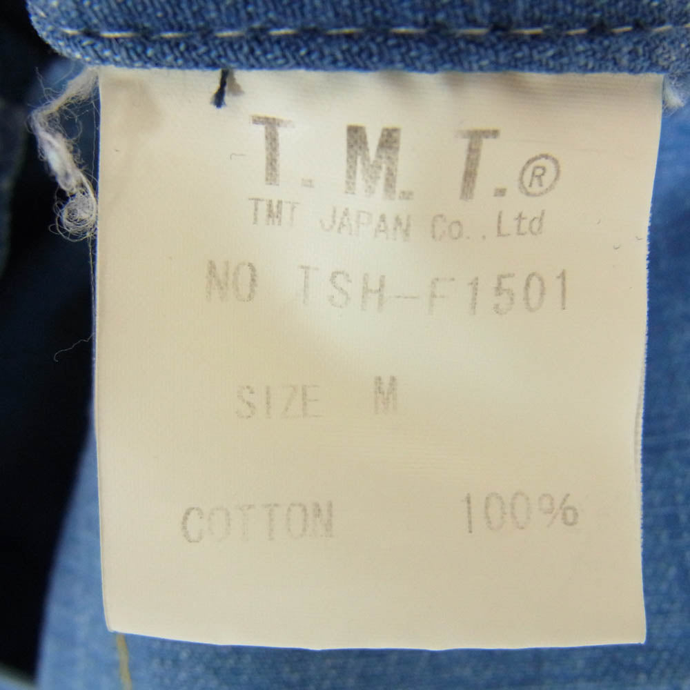 TMT ティーエムティー TSH-F1501 CRUSH DENIM SHIRT クラッシュ デニム 長袖 シャツ インディゴブルー系 M【中古】