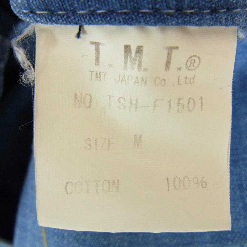 TMT ティーエムティー TSH-F1501 CRUSH DENIM SHIRT クラッシュ デニム 長袖 シャツ インディゴブルー系 M【中古】