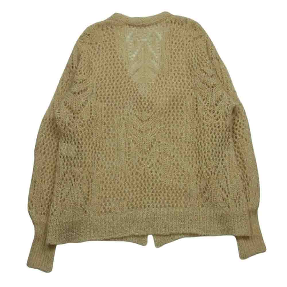 マメクロゴウチ MM22PS KN732 Botanical Pattern Knitted Lame ラメ カーディガン ベージュ系 2【美品】【中古】