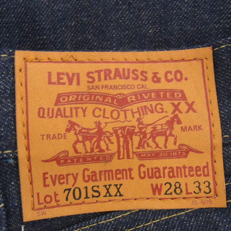 Levi's リーバイス 701SXX OR 1930年 モデル BIG E シンチバック インディゴ デニム パンツ 赤耳 日本製 箱付き インディゴブルー系 W28 L33【極上美品】【中古】