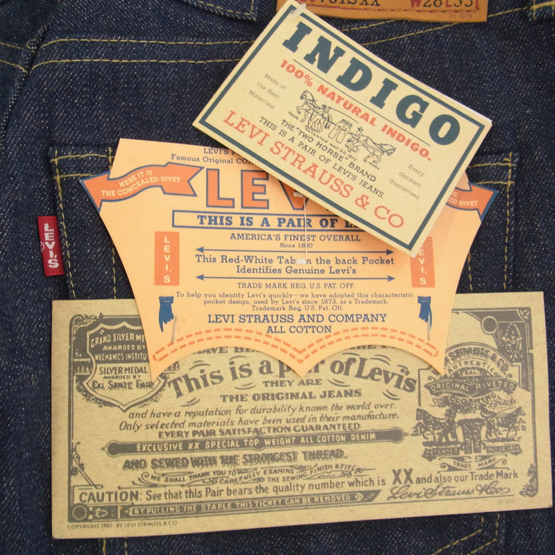 Levi's リーバイス 701SXX OR 1930年 モデル BIG E シンチバック インディゴ デニム パンツ 赤耳 日本製 箱付き インディゴブルー系 W28 L33【極上美品】【中古】