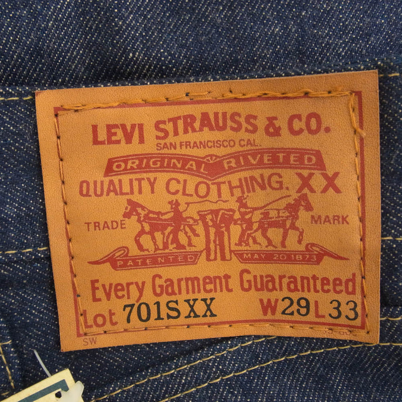 Levi's リーバイス 701SXX OR 1930年 モデル BIG E シンチバック インディゴ デニム パンツ 赤耳 日本製 箱付き インディゴブルー系 W29 L33【極上美品】【中古】