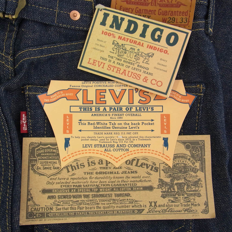 Levi's リーバイス 701SXX OR 1930年 モデル BIG E シンチバック インディゴ デニム パンツ 赤耳 日本製 箱付き インディゴブルー系 W29 L33【極上美品】【中古】