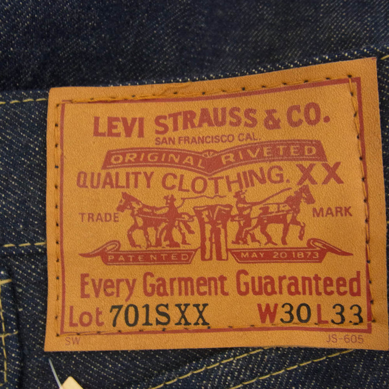 Levi's リーバイス 701SXX OR 1930年 モデル BIG E シンチバック インディゴ デニム パンツ 赤耳 日本製 箱付き インディゴブルー系 W30 L33【極上美品】【中古】