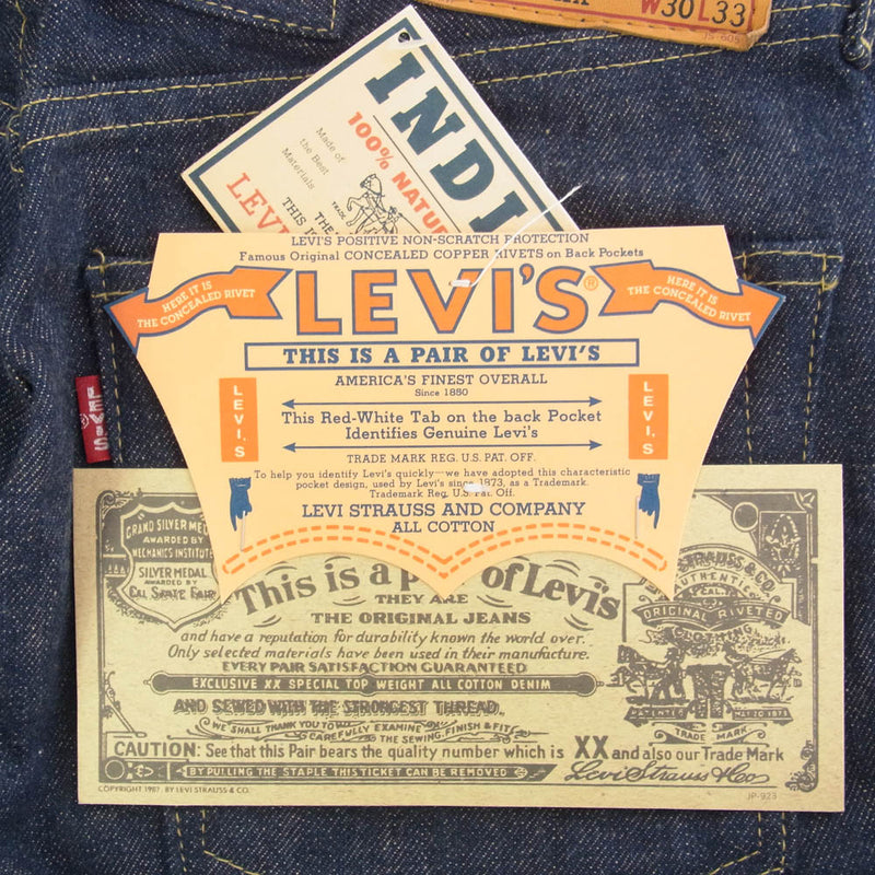 Levi's リーバイス 701SXX OR 1930年 モデル BIG E シンチバック インディゴ デニム パンツ 赤耳 日本製 箱付き インディゴブルー系 W30 L33【極上美品】【中古】