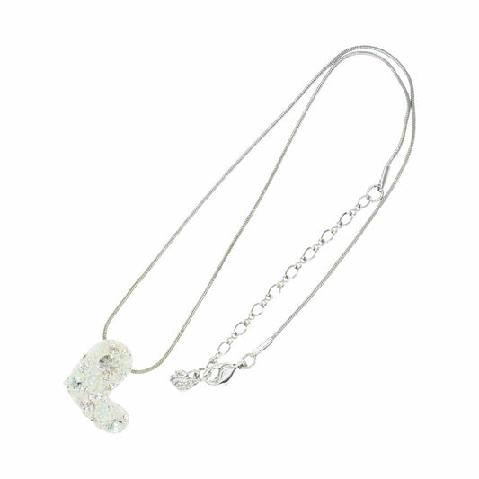 スワロフスキー ハートトップ ネックレス シルバー系 ホワイト系【中古】