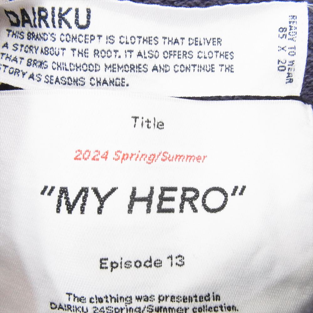 ダイリク 24SS C-12 MY HERO Sunburn Vintage Pullover Hodie ヴィンテージ加工 後付けフード サンバーン プルオーバー フーディ パーカー ネイビー系 M【極上美品】【中古】