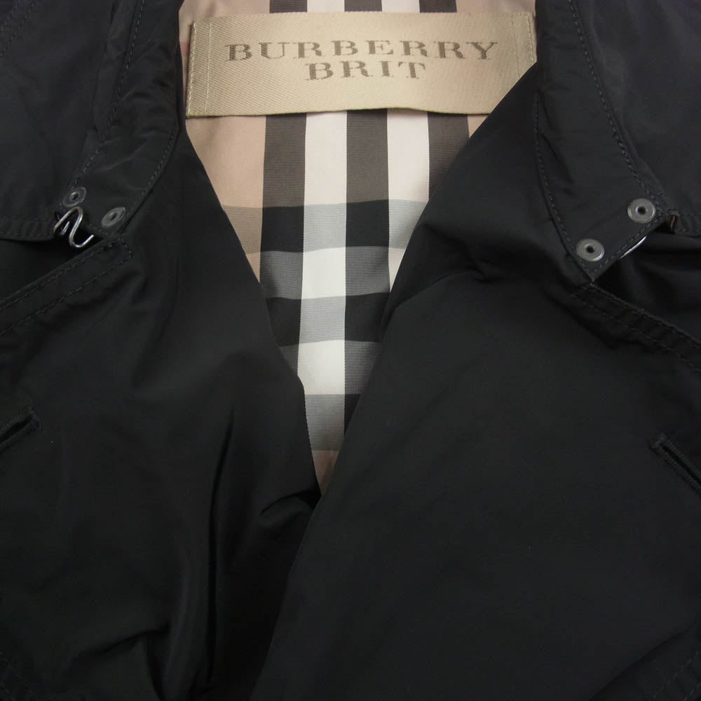 BURBERRY バーバリー BRIT ブリット 裏地ノバチェック 撥水 トレンチ コート ブラック系 S【中古】