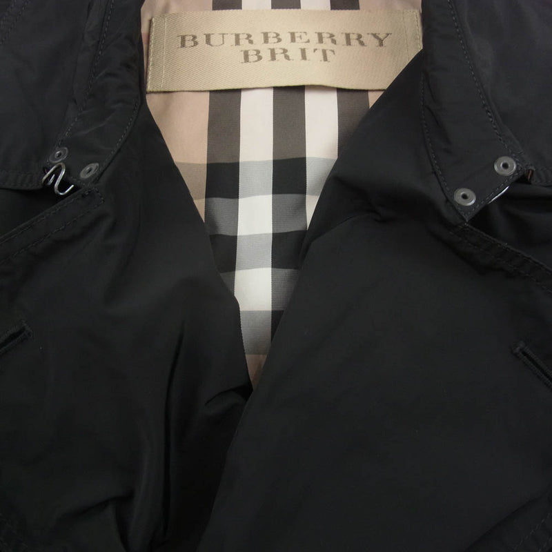 BURBERRY バーバリー BRIT ブリット 裏地ノバチェック 撥水 トレンチ コート ブラック系 S【中古】