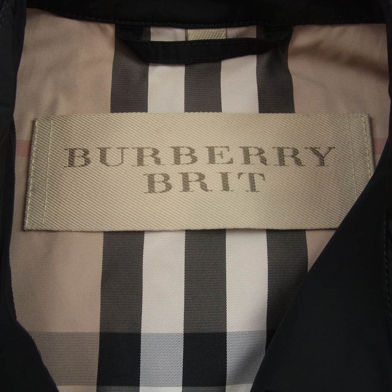 BURBERRY バーバリー BRIT ブリット 裏地ノバチェック 撥水 トレンチ コート ブラック系 S【中古】