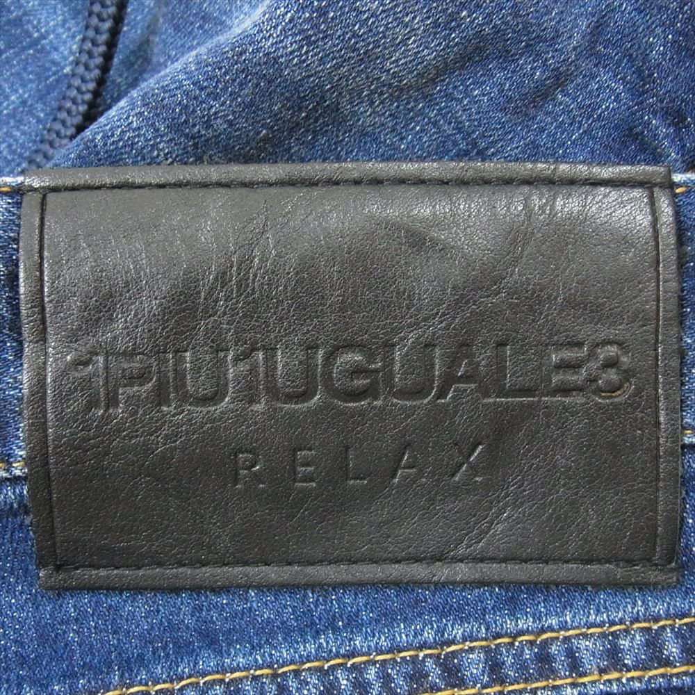 1piu1uguale3 ウノピュウノウグァーレトレ RELAX リラックス ダメージ加工 ジョグ デニム パンツ スリム インディゴブルー系 XXL【中古】