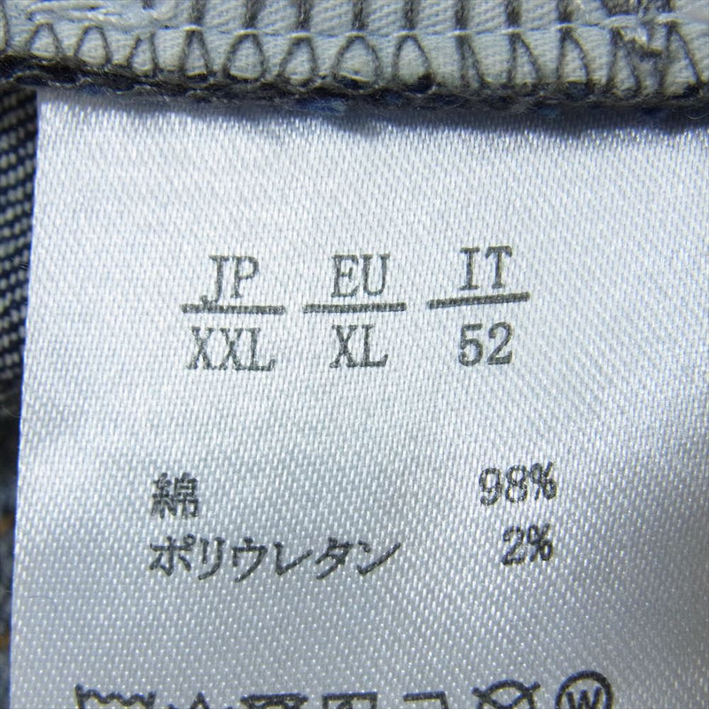 1piu1uguale3 ウノピュウノウグァーレトレ RELAX リラックス ダメージ加工 ジョグ デニム パンツ スリム インディゴブルー系 XXL【中古】