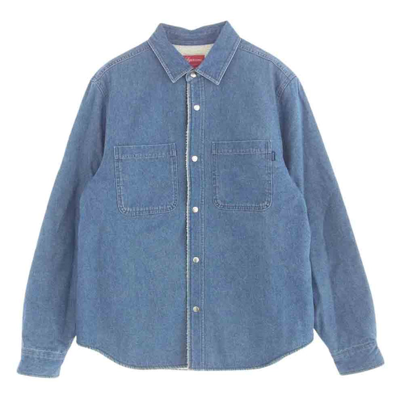 Supreme シュプリーム 18AW Sherpa Lined Denim Shirt バック ロゴ 裏ボア 長袖 デニム シャツ インディゴブルー系 M【中古】