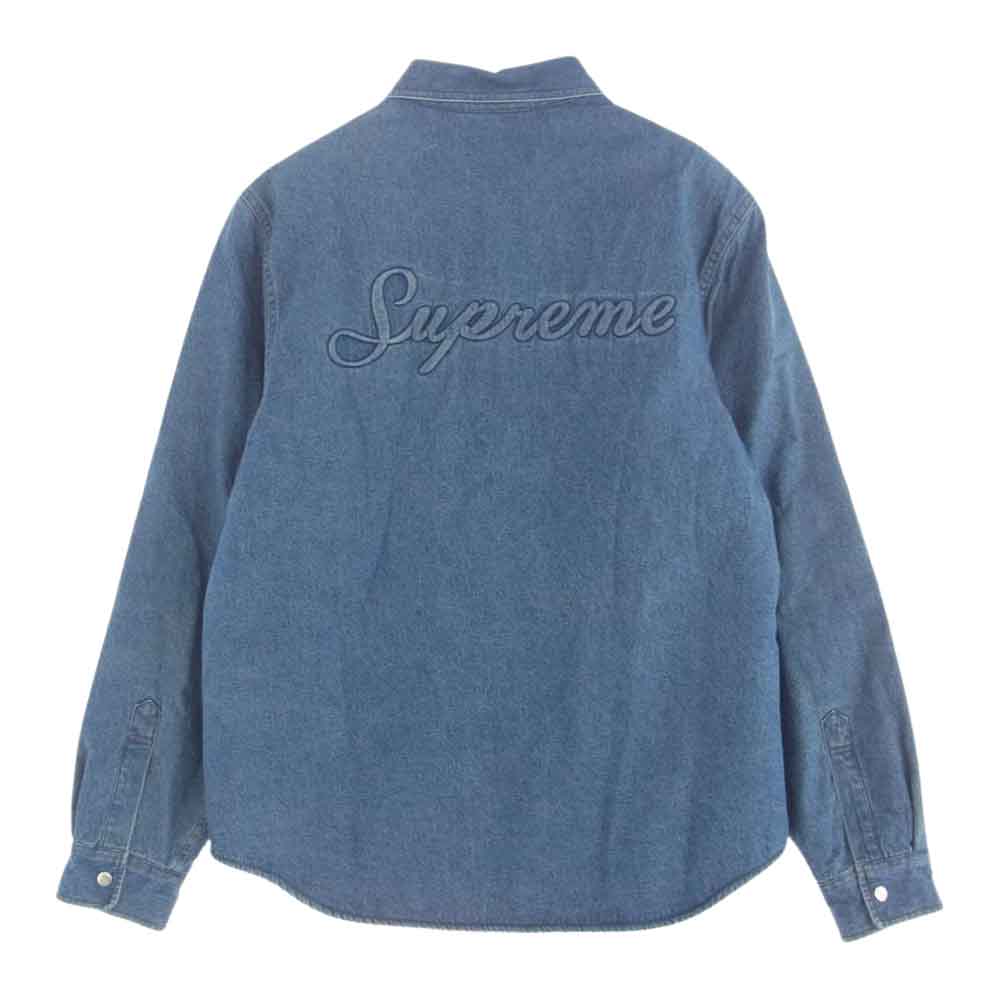 Supreme シュプリーム 18AW Sherpa Lined Denim Shirt バック ロゴ 裏ボア 長袖 デニム シャツ インディゴブルー系 M【中古】