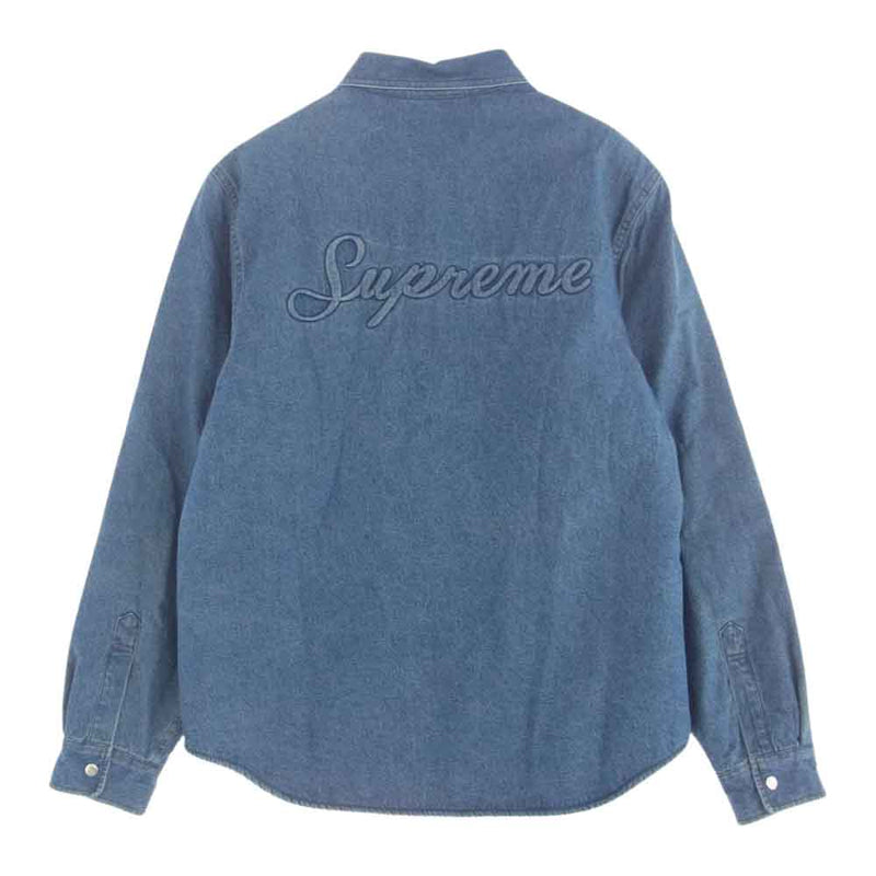 Supreme シュプリーム 18AW Sherpa Lined Denim Shirt バック ロゴ 裏ボア 長袖 デニム シャツ インディゴブルー系 M【中古】